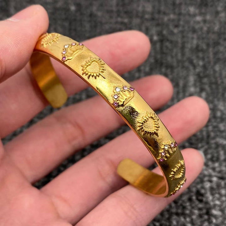 Tarot Style 18K Gold Plated S.Steel Cuff Bangle - FGS/MS