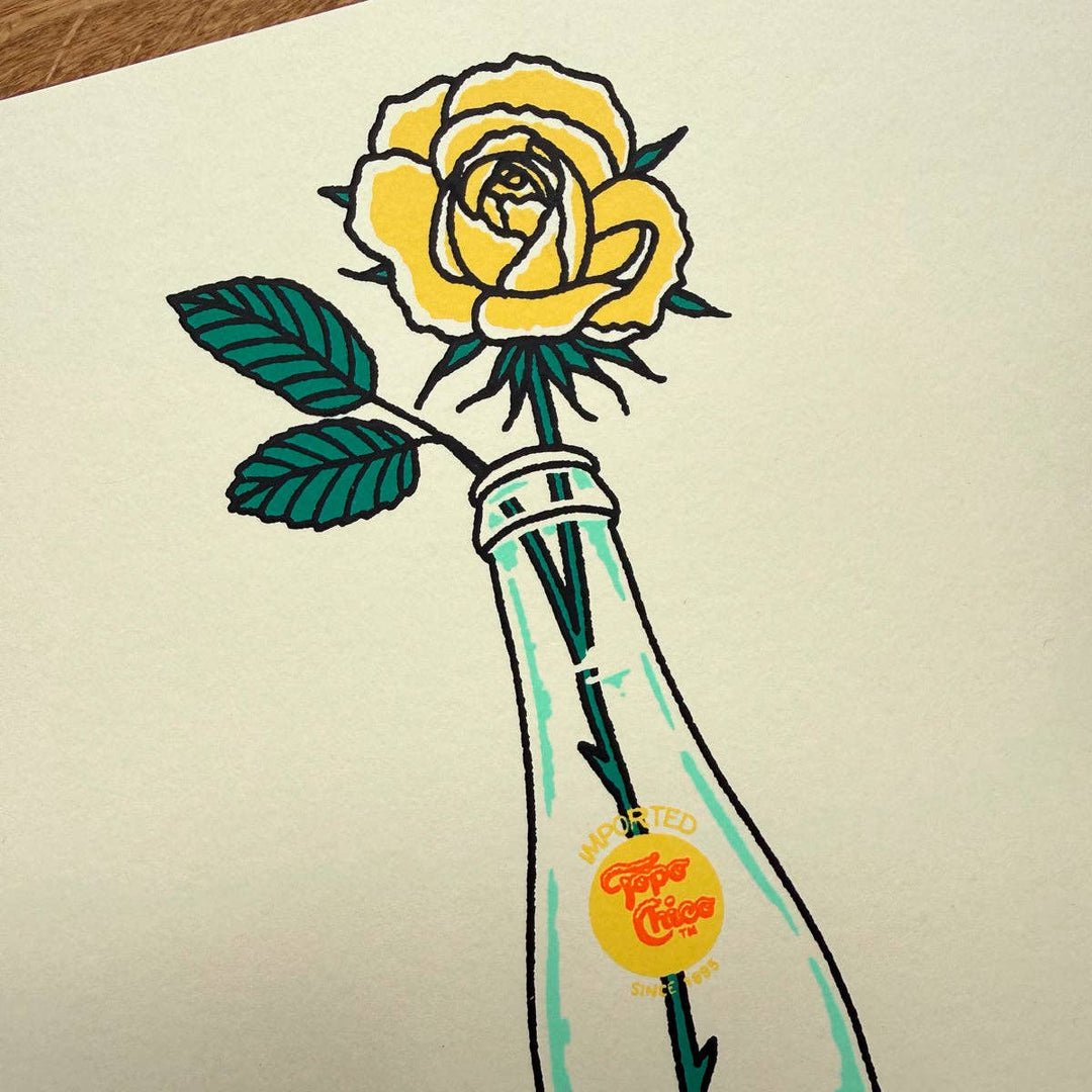 Yellow Rose Bottle Print