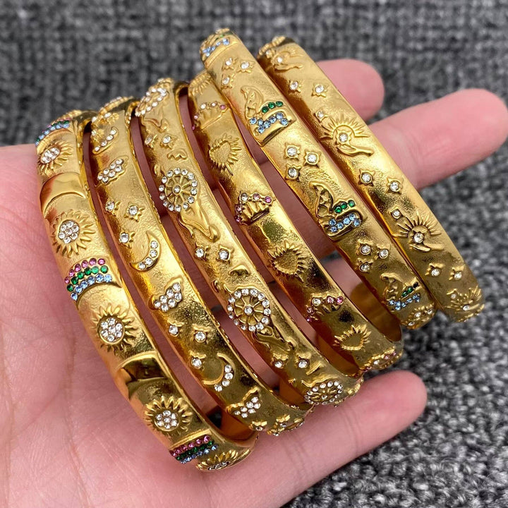 Tarot Style 18K Gold Plated S.Steel Cuff Bangle - FGS/MS