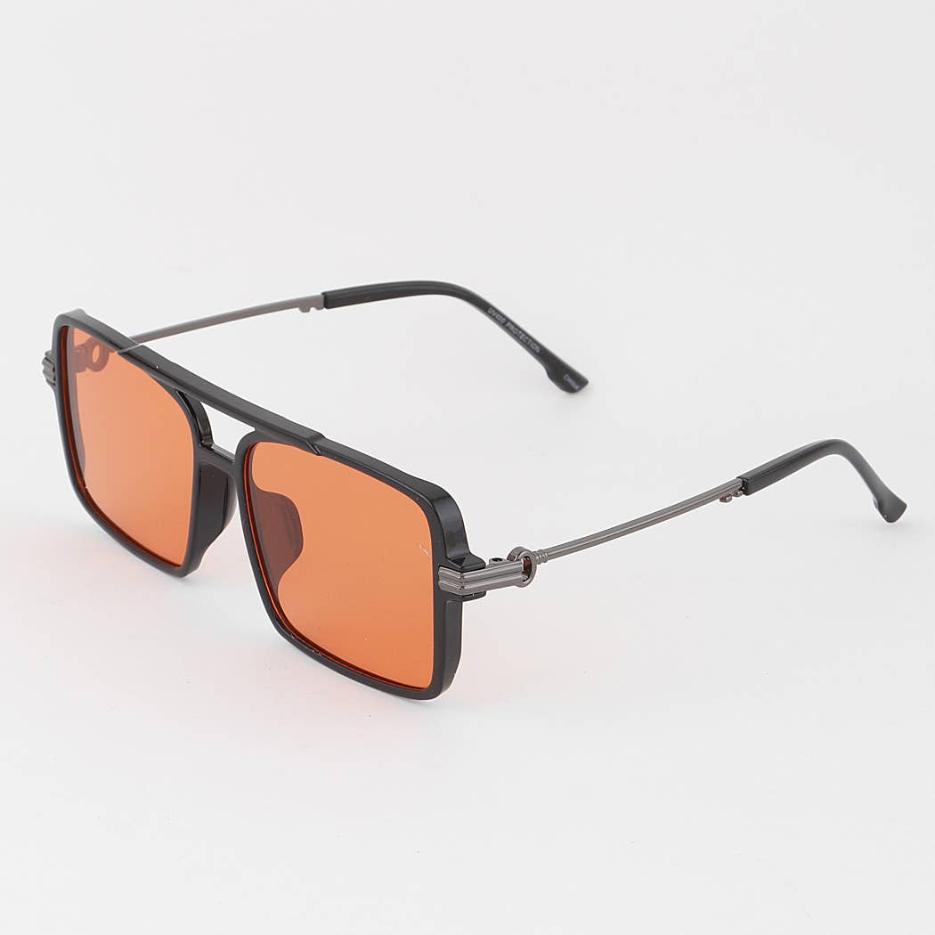 Bright Tinted Aviator Box Sunglasses
