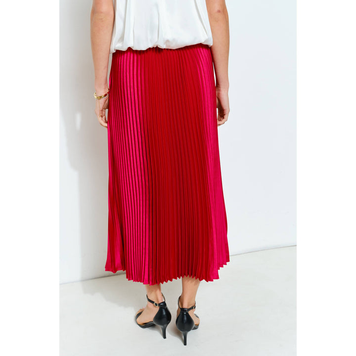 High Waist Satin Pleated Long Skirt