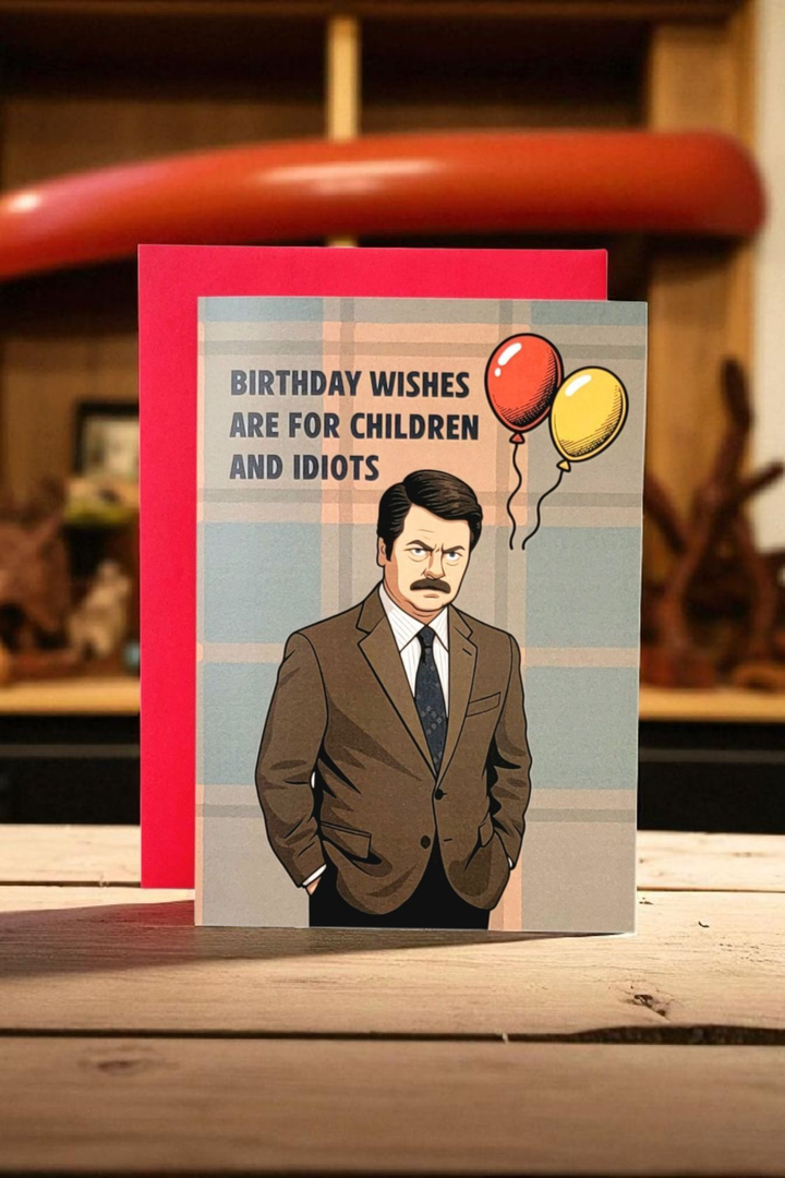 Birthday Wishes For Idiots - Ron Swanson Greeting card