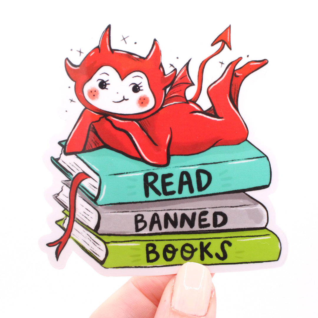 Read Banned Books Little Devil Vinyl Sticker