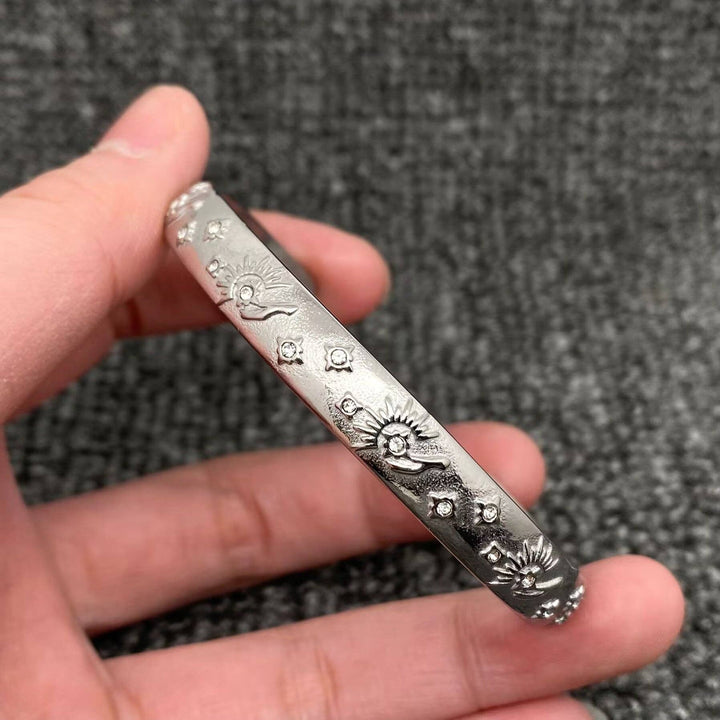 Tarot Style 18K Gold Plated S.Steel Cuff Bangle - FGS/MS