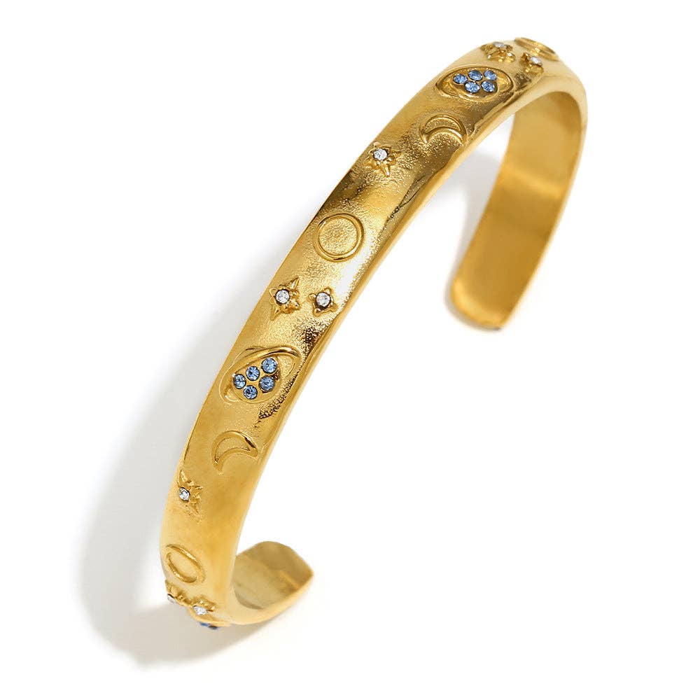 Tarot Style 18K Gold Plated S.Steel Cuff Bangle - FGS/MS