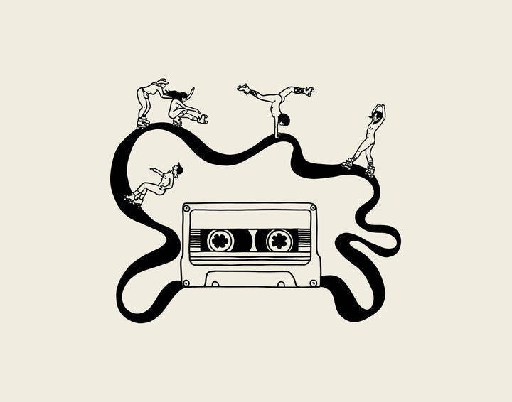 Girls Skate Session Cassette Art Print