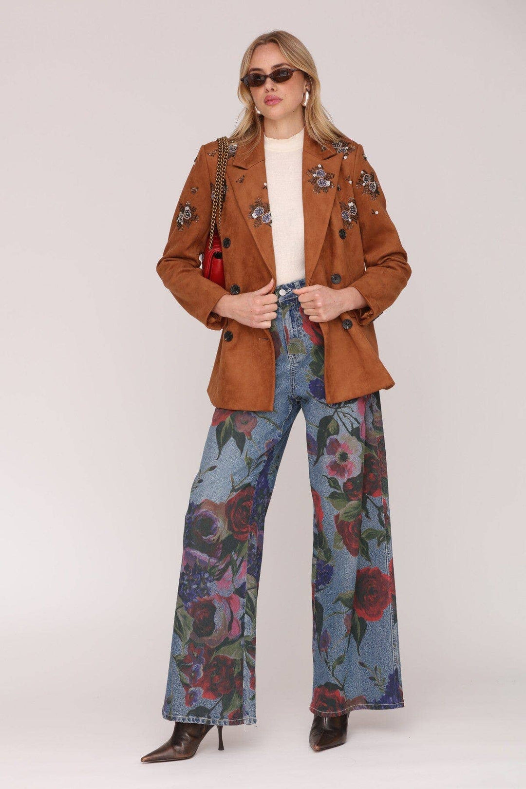 Embellished Faux Suede Blazer | Avec Les Filles