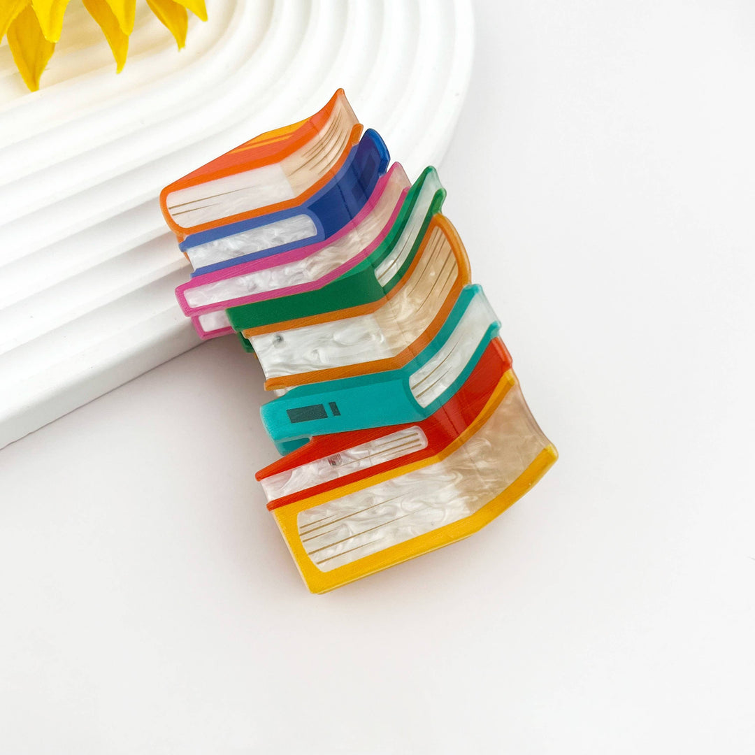 Large Book Stack Hair Claw Clip