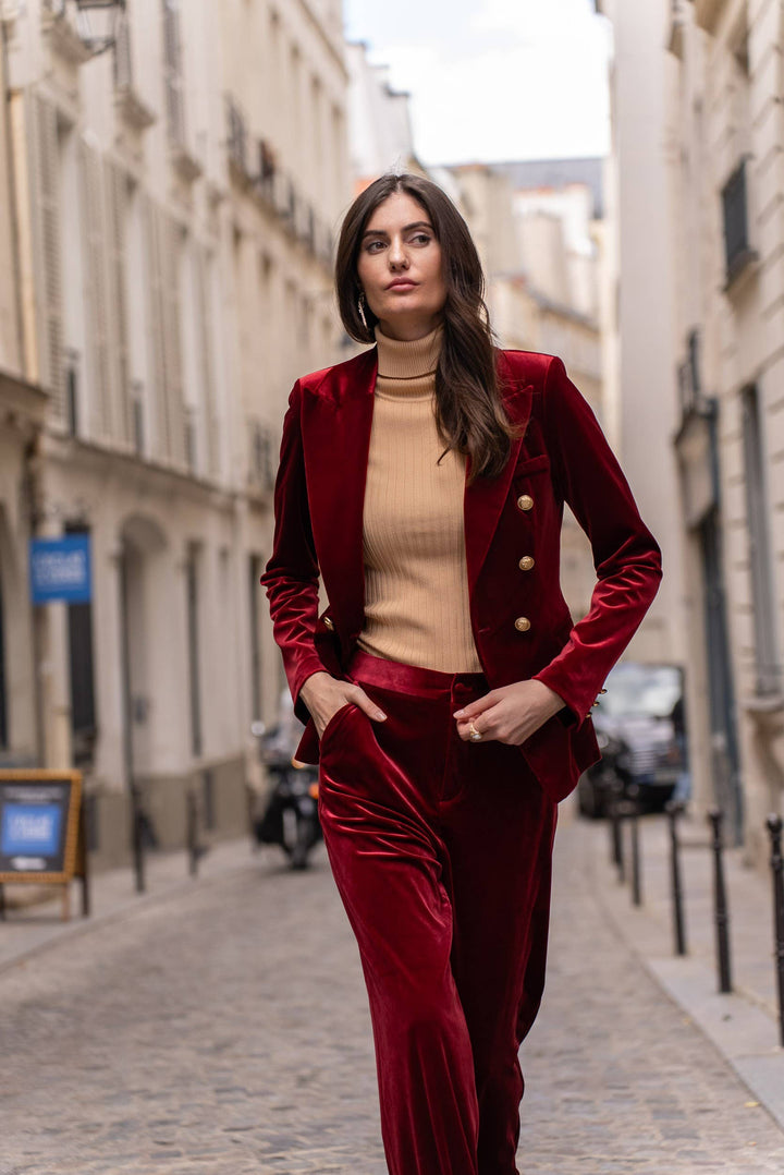 Double-breasted Velvet Blazer