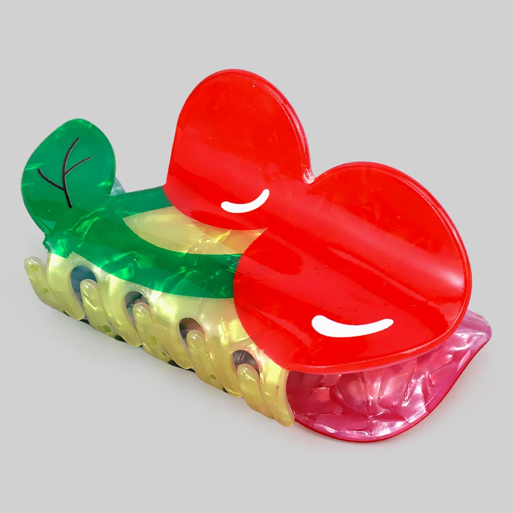 ADORABLE MARBLED ACRYLIC CHERRY HAIR CLIP