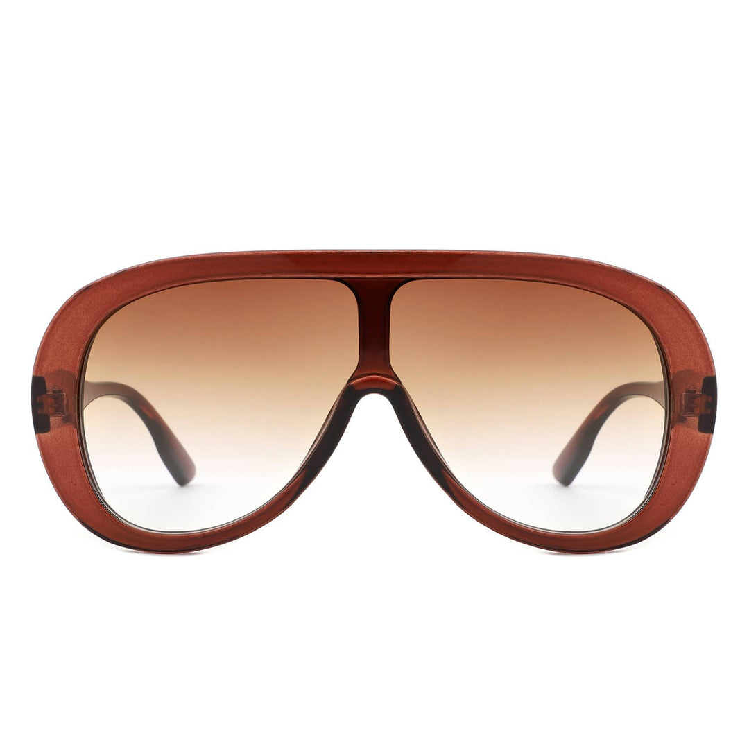 Retro Aviator Sunglasses - Brown
