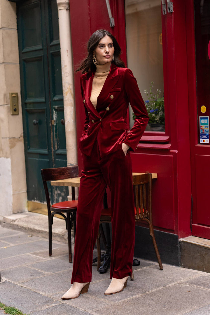 Double-breasted Velvet Blazer