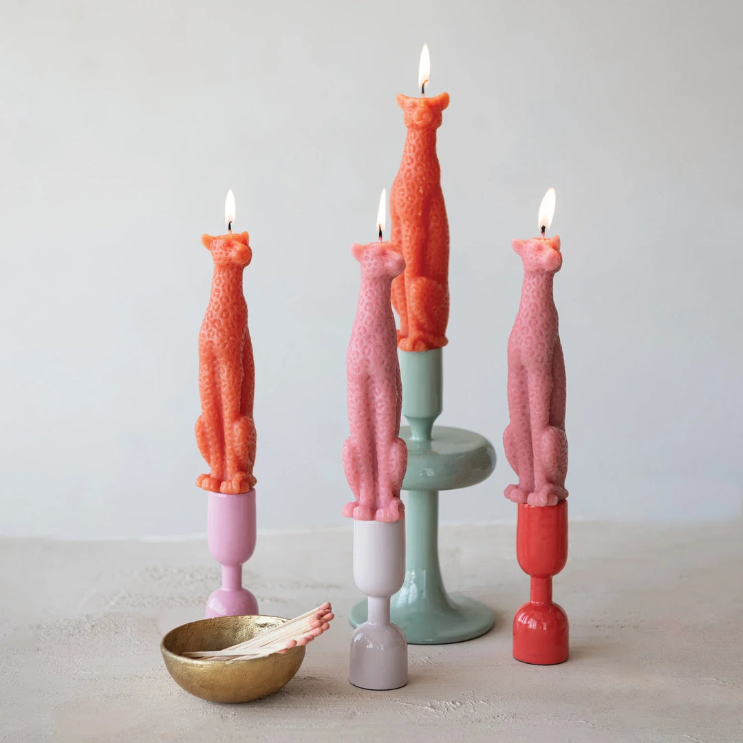 Leopard Taper Candles - Orange