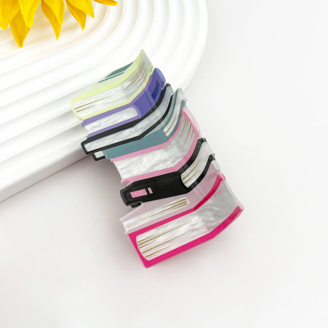 Large Book Stack Hair Claw Clip