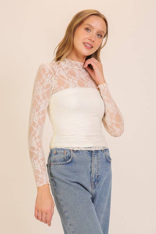 Layer Me Lace High Neck Top