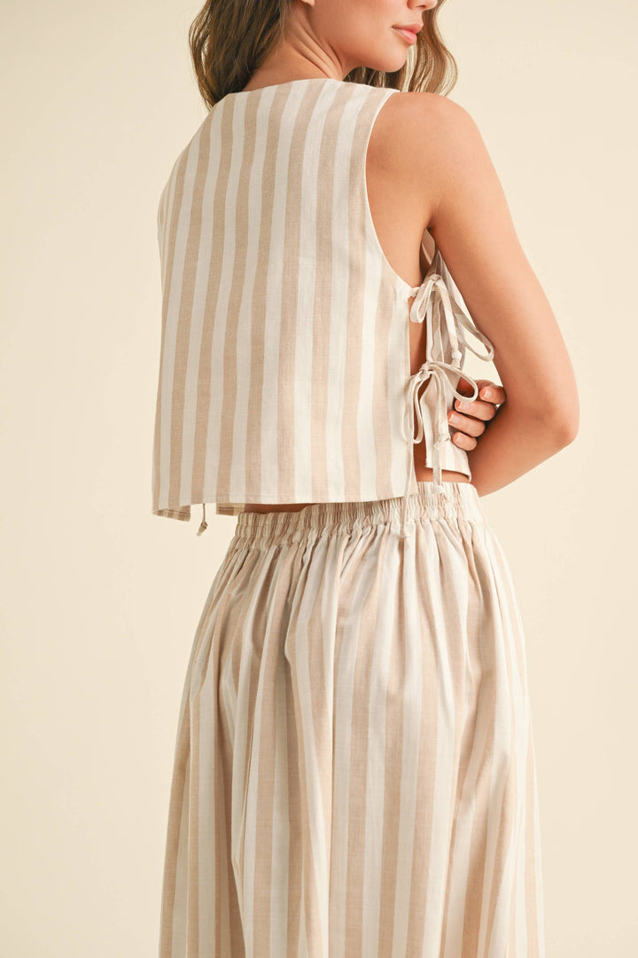 Striped Tie Side Top