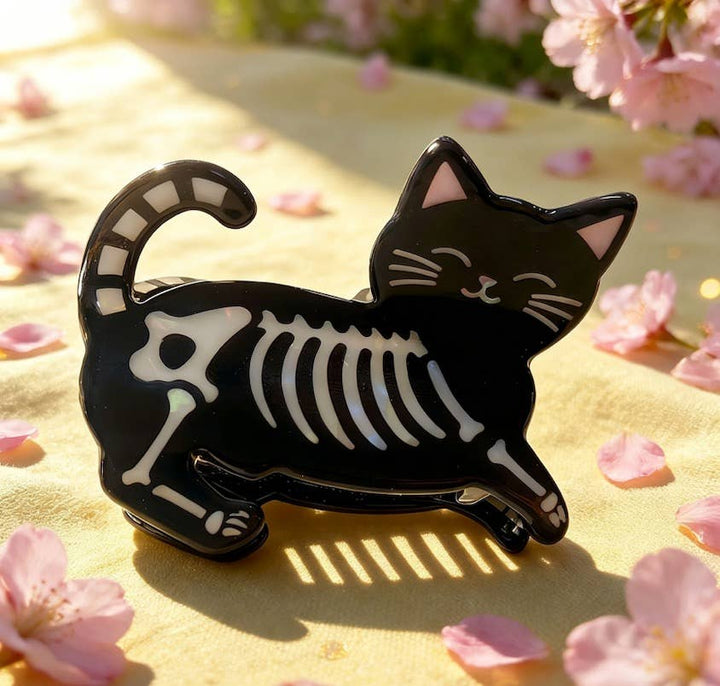Cat Skeleton Hair Claw Clip