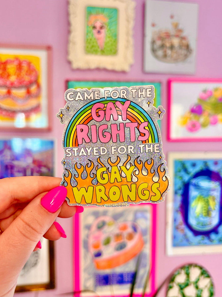 Gay Wrongs Glitter Sticker