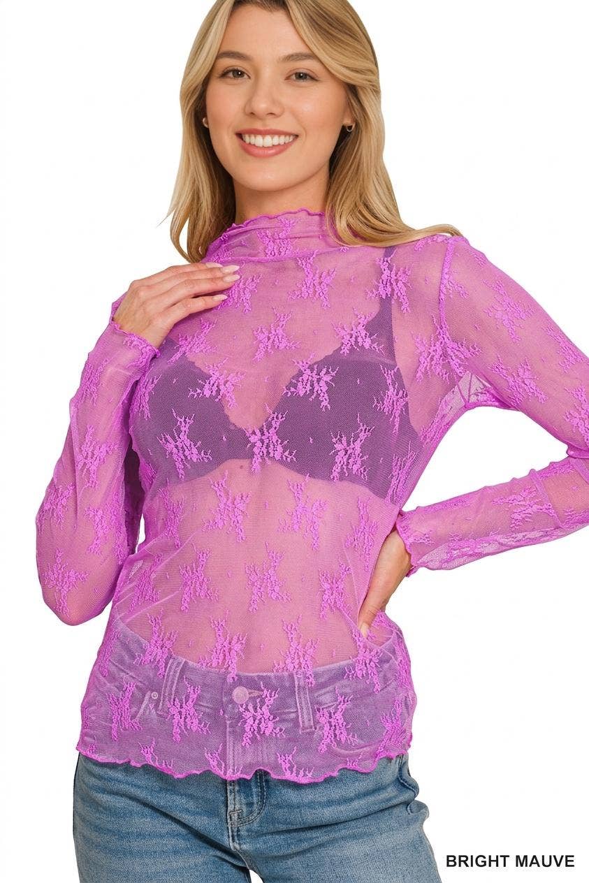 Black Lace Sheer Long Sleeve