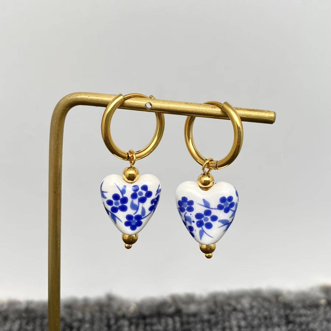 Blue and White Porcelain Earrings