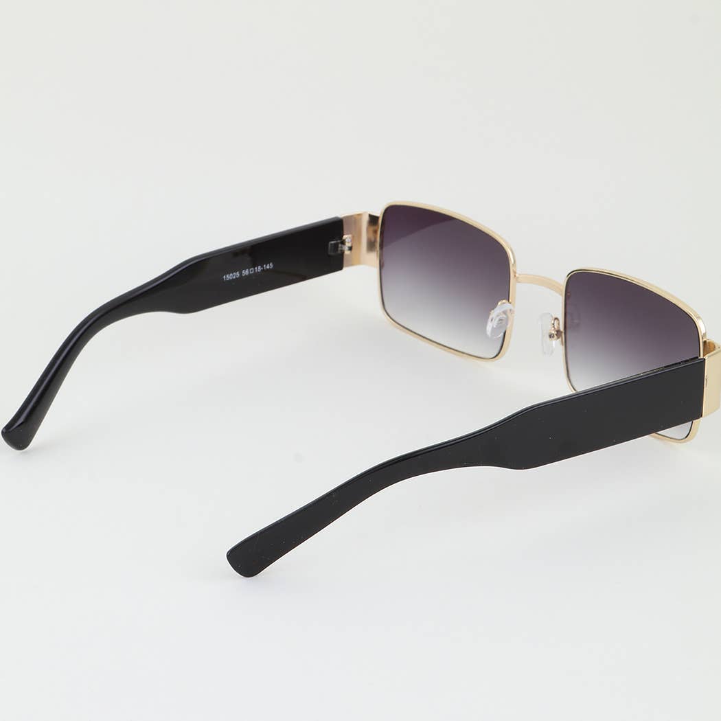 Wide Frame Gradient Block Sunglasses