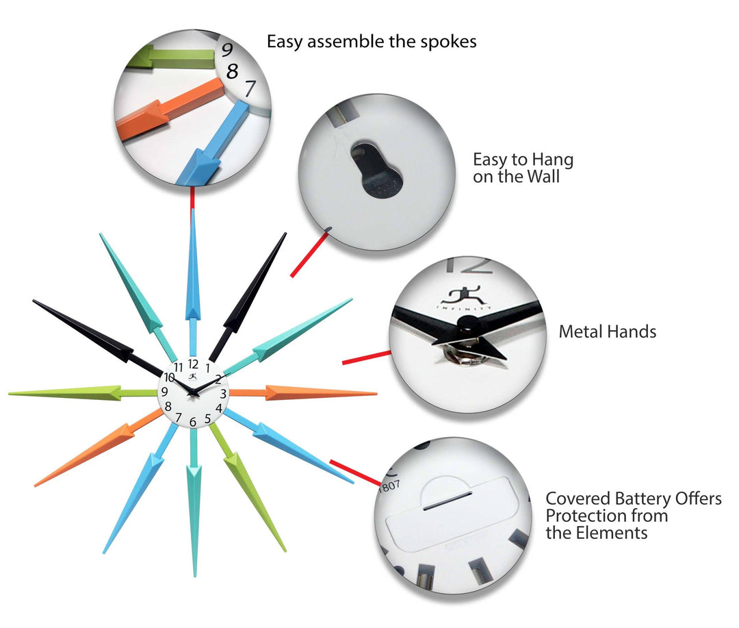 Midcentury Modern Starburst Multi-Color Wall Clock