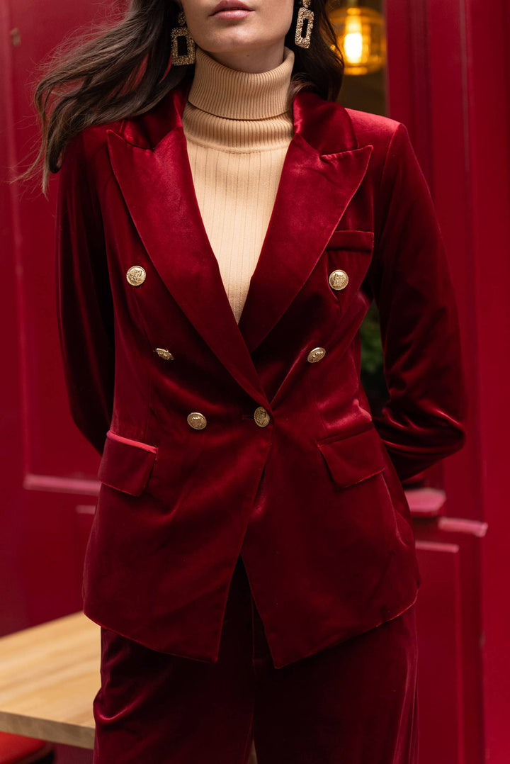 Double-breasted Velvet Blazer