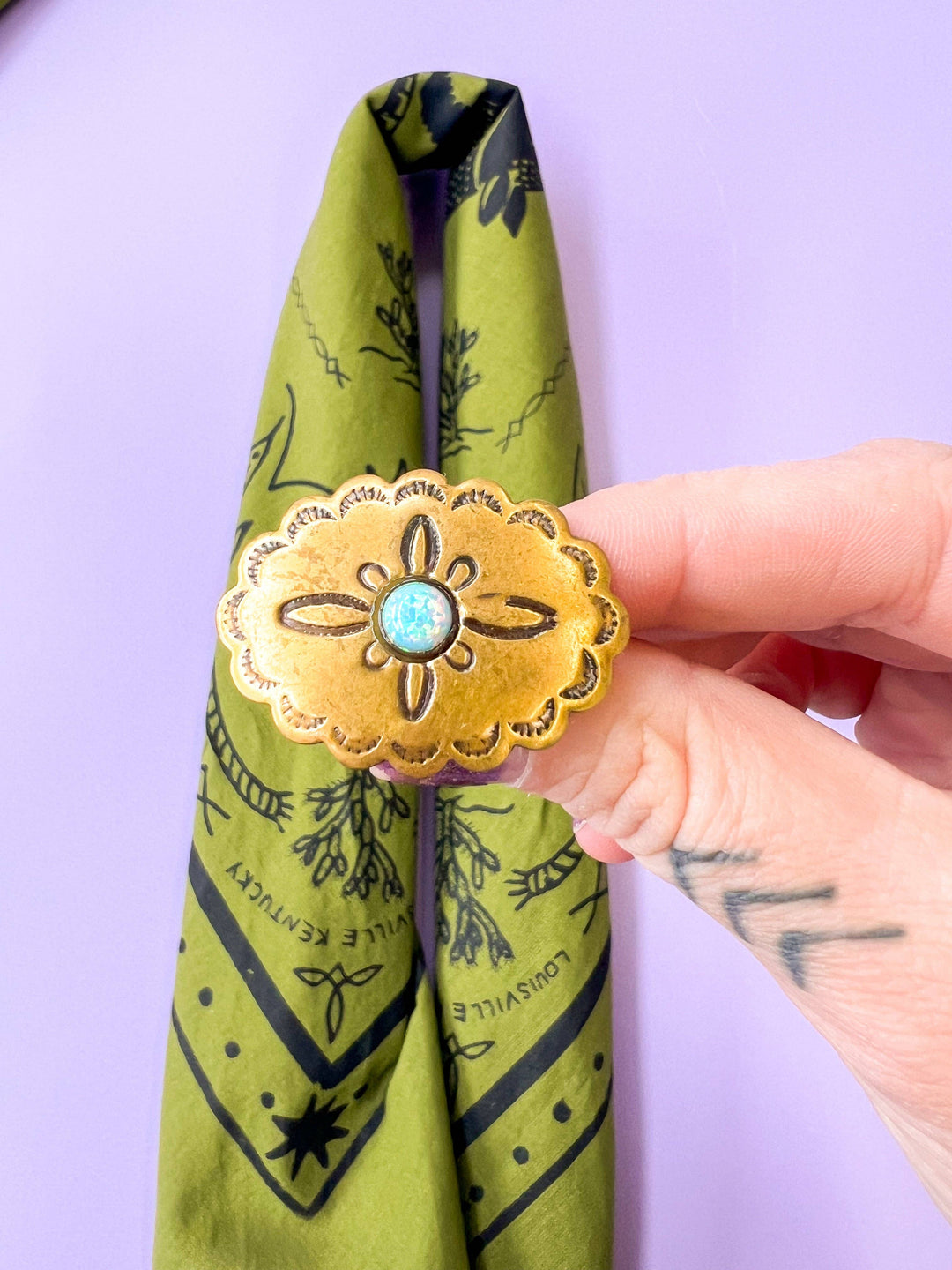 Gold Opal Concho Bandana Slide