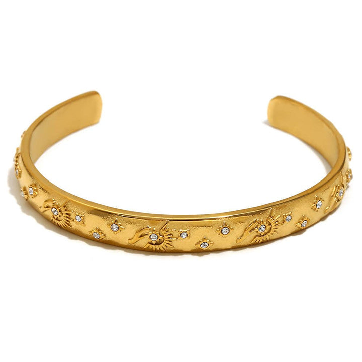 Tarot Style 18K Gold Plated S.Steel Cuff Bangle - FGS/MS