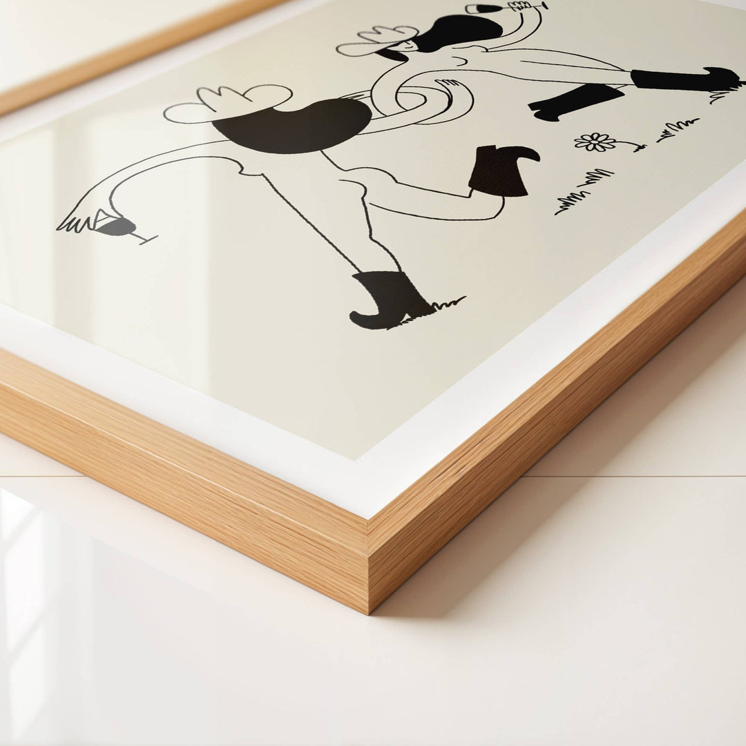 Frolicking Cowgirls With Wine Minimal Western Art Print
