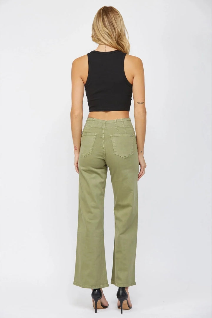 Olive Super High Wide Leg Pants