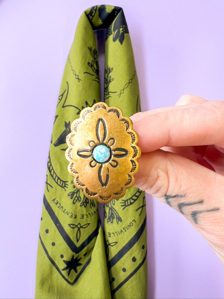 Gold Opal Concho Bandana Slide