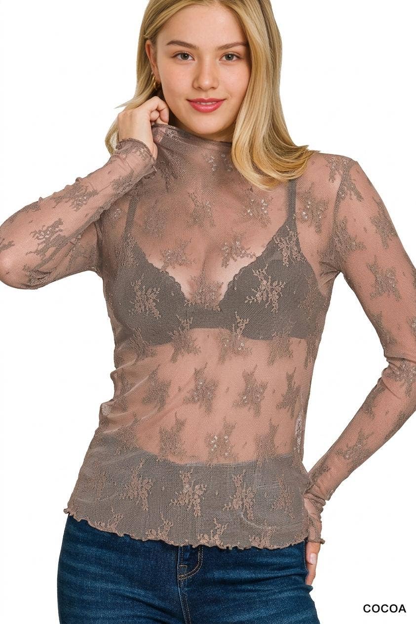 Black Lace Sheer Long Sleeve