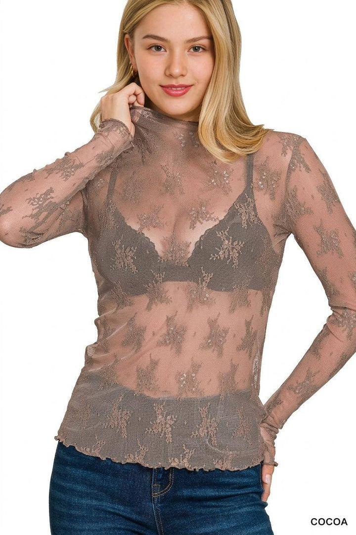 Black Lace Sheer Long Sleeve