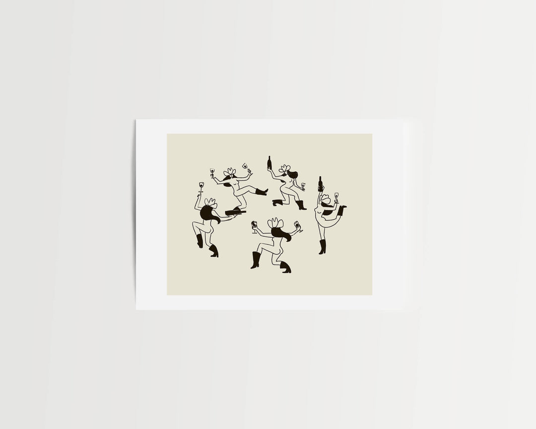 Vintage Inspired Cowgirl Art Print: "The Dance"