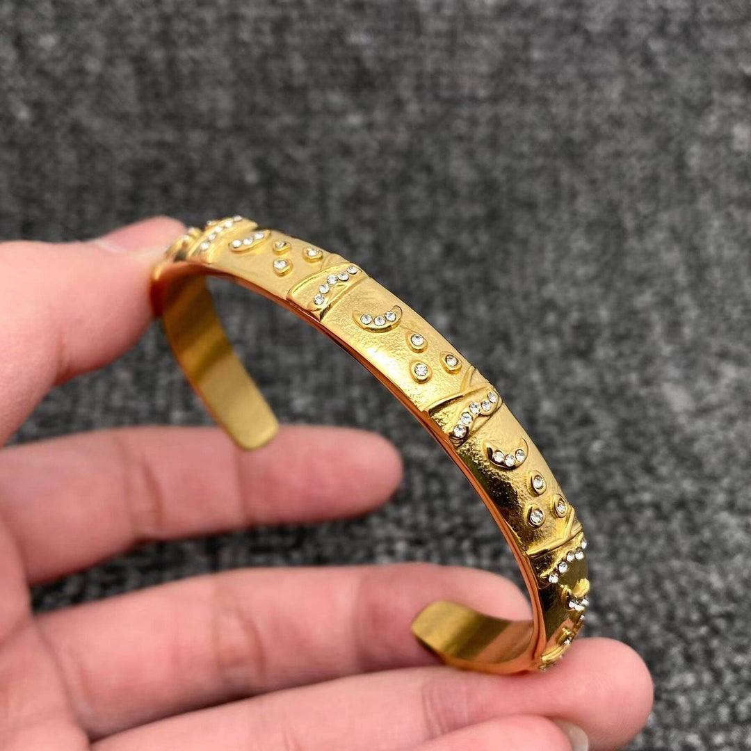 Tarot Style 18K Gold Plated S.Steel Cuff Bangle - FGS/MS