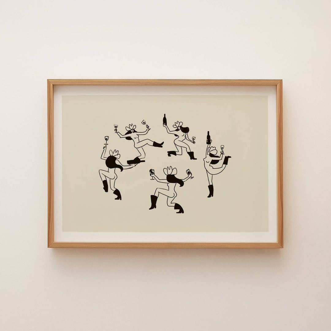 Vintage Inspired Cowgirl Art Print: "The Dance"