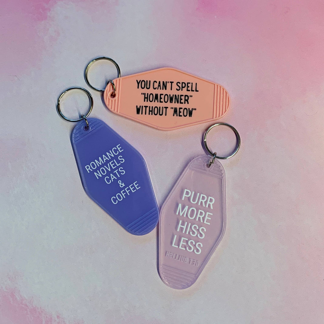 Romance Novels Cats & Coffee Motel Keychain