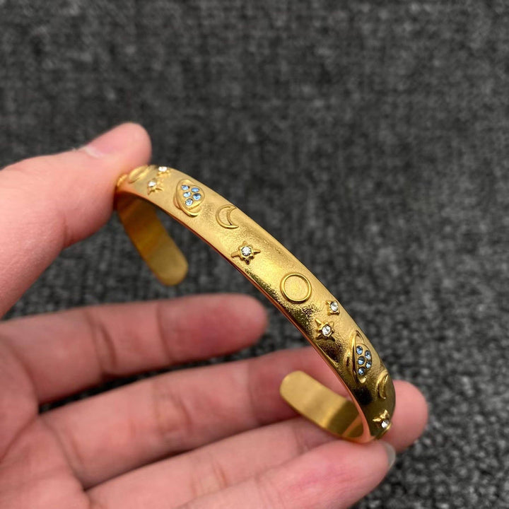 Tarot Style 18K Gold Plated S.Steel Cuff Bangle - FGS/MS