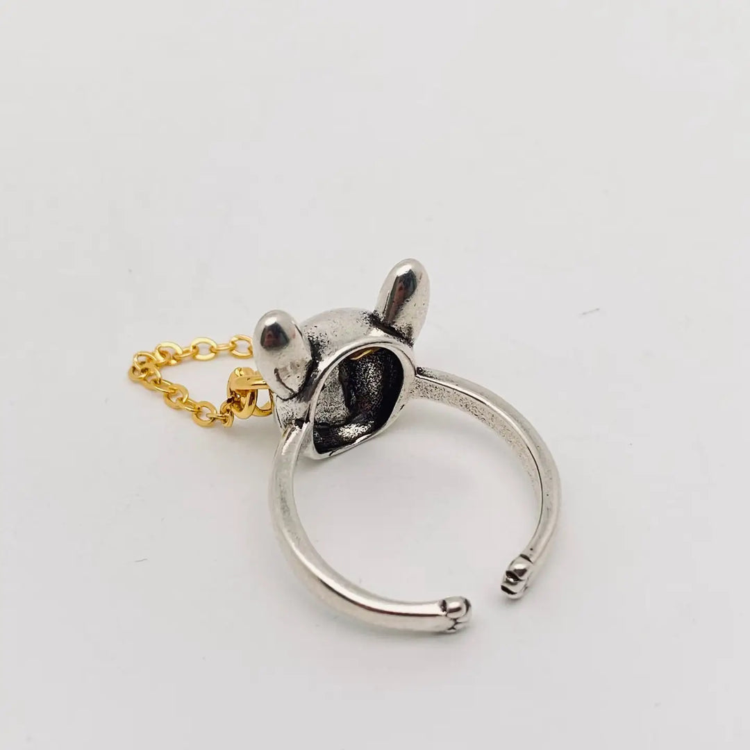 Bulldog with Glasses Adjustable Ring