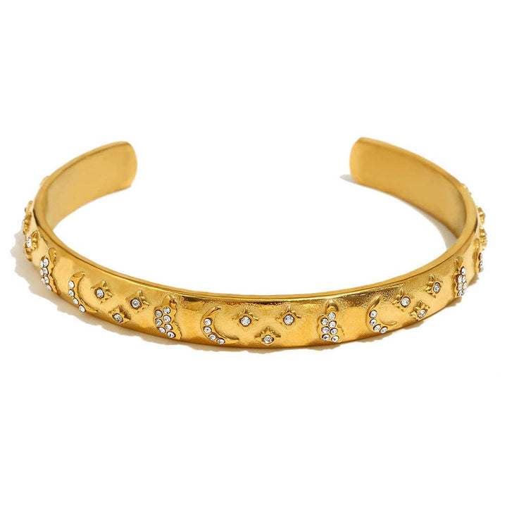 Tarot Style 18K Gold Plated S.Steel Cuff Bangle - FGS/MS