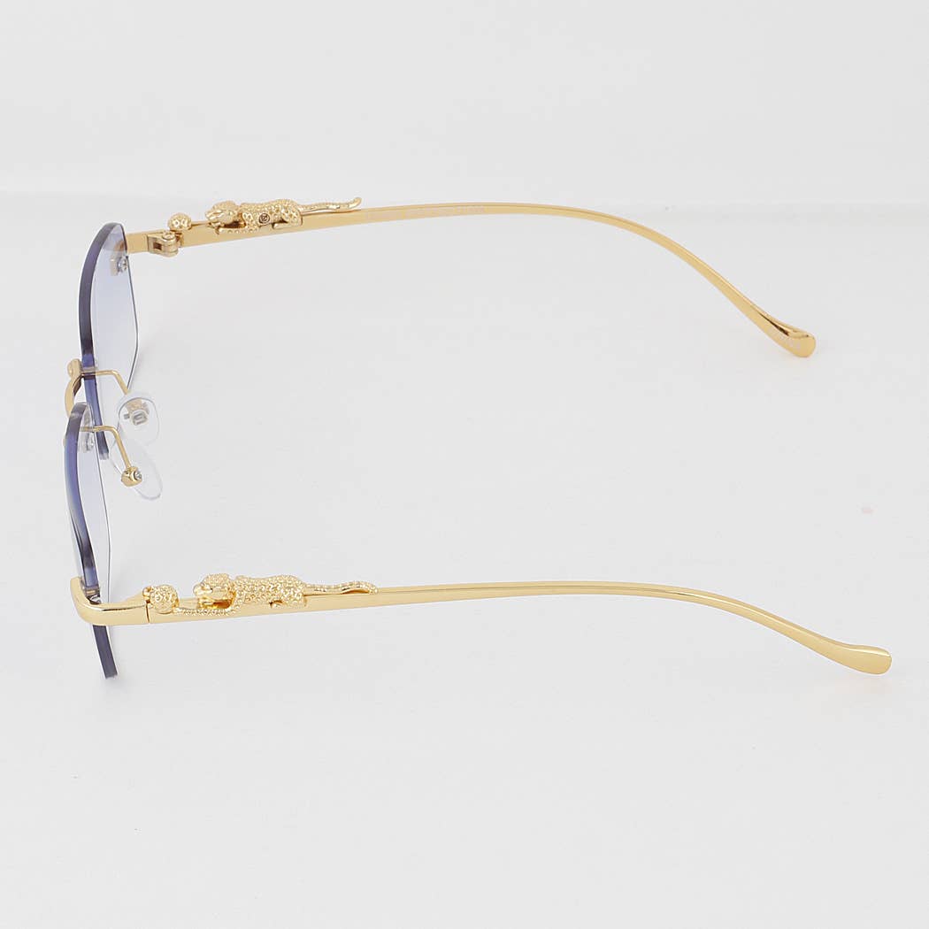 Rimless Cheetah Rectangular Sunglasses