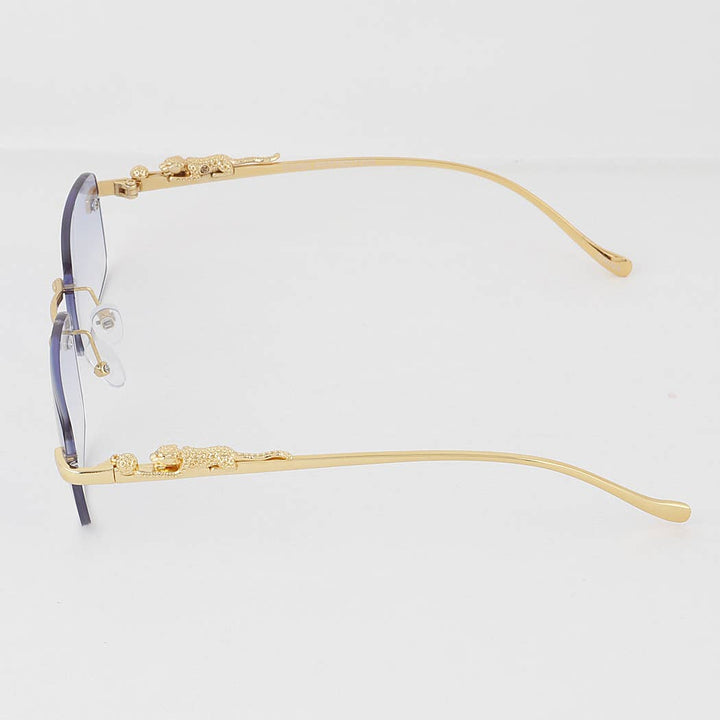 Rimless Cheetah Rectangular Sunglasses