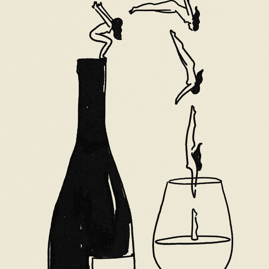 "Wine Bottle Dive" Art Print