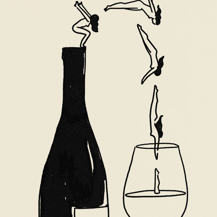 "Wine Bottle Dive" Art Print