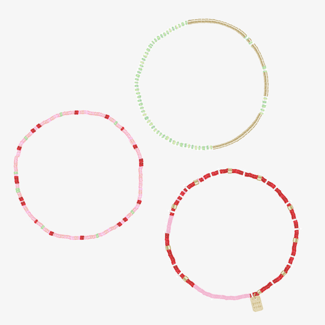 Pura Vida Merry Merry Stretch Bracelet Set of 3