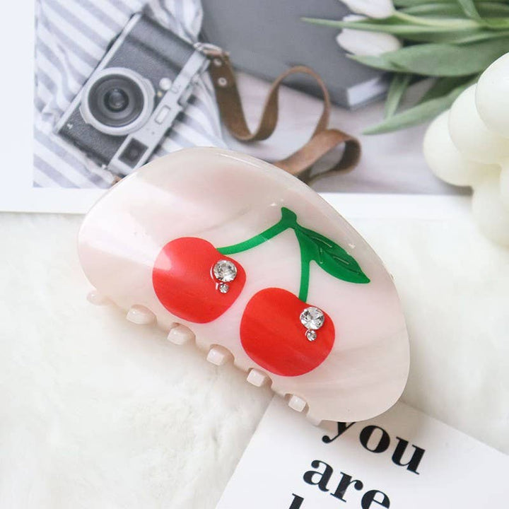 CHERRY OVAL HAIR CLAW CLIP