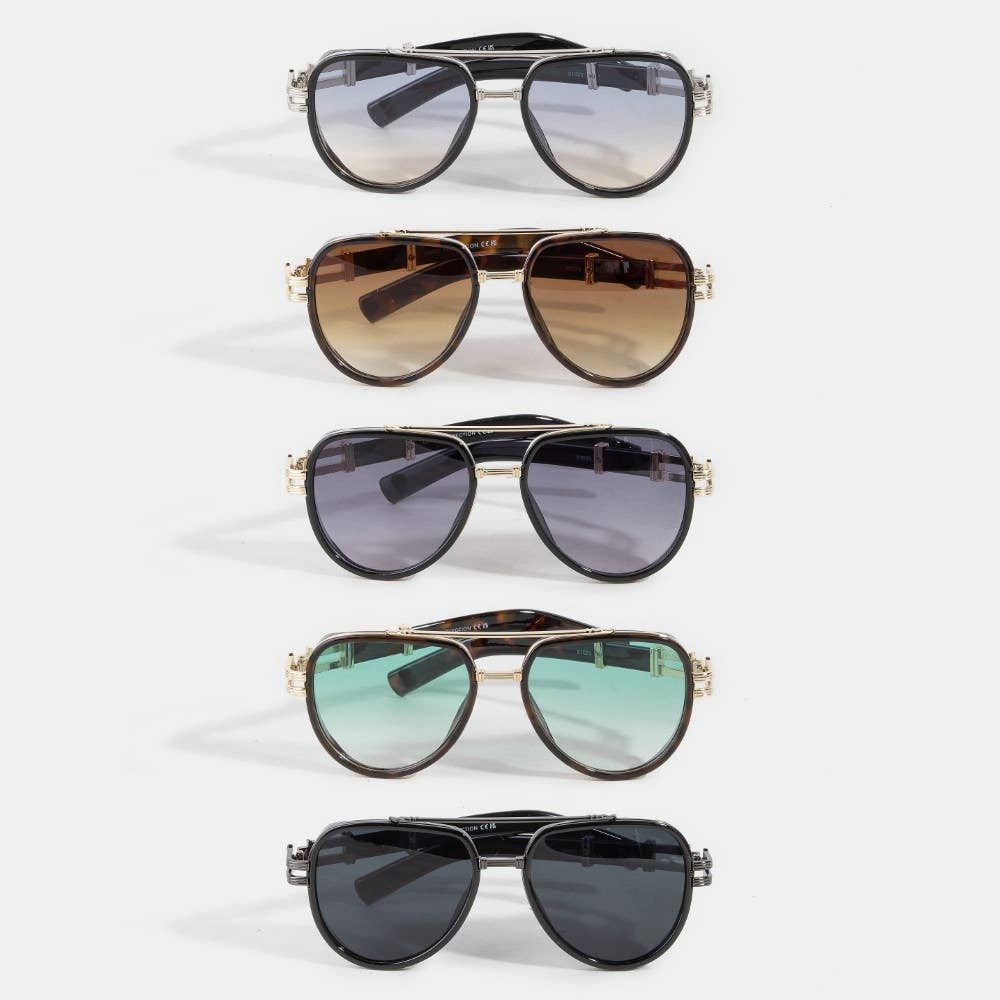 Thin Aviator Frame Double Bridge Sunglasses