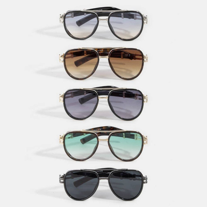 Thin Aviator Frame Double Bridge Sunglasses