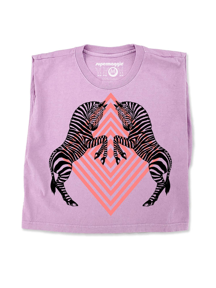 Zebras Maisie Heavyweight Muscle Tee: Off Green / Sm